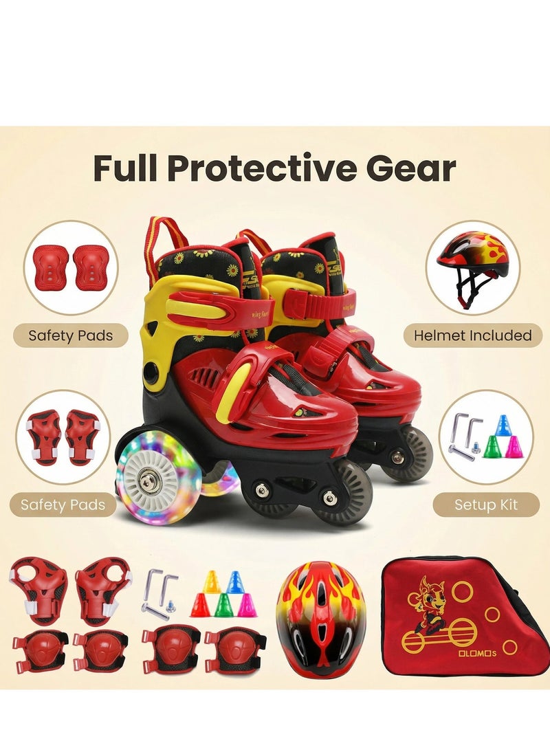 واي آند دي حذاء التزلج بالرشاقة للأطفال، مجموعة أحذية التزلج على الأرجل للمبتدئين، أحذية الأطفال مع وسادات الكاحل والكوع، قبعة رأس، حقيبة الظهر، أحذية تزلج على الأرجل - Image 2